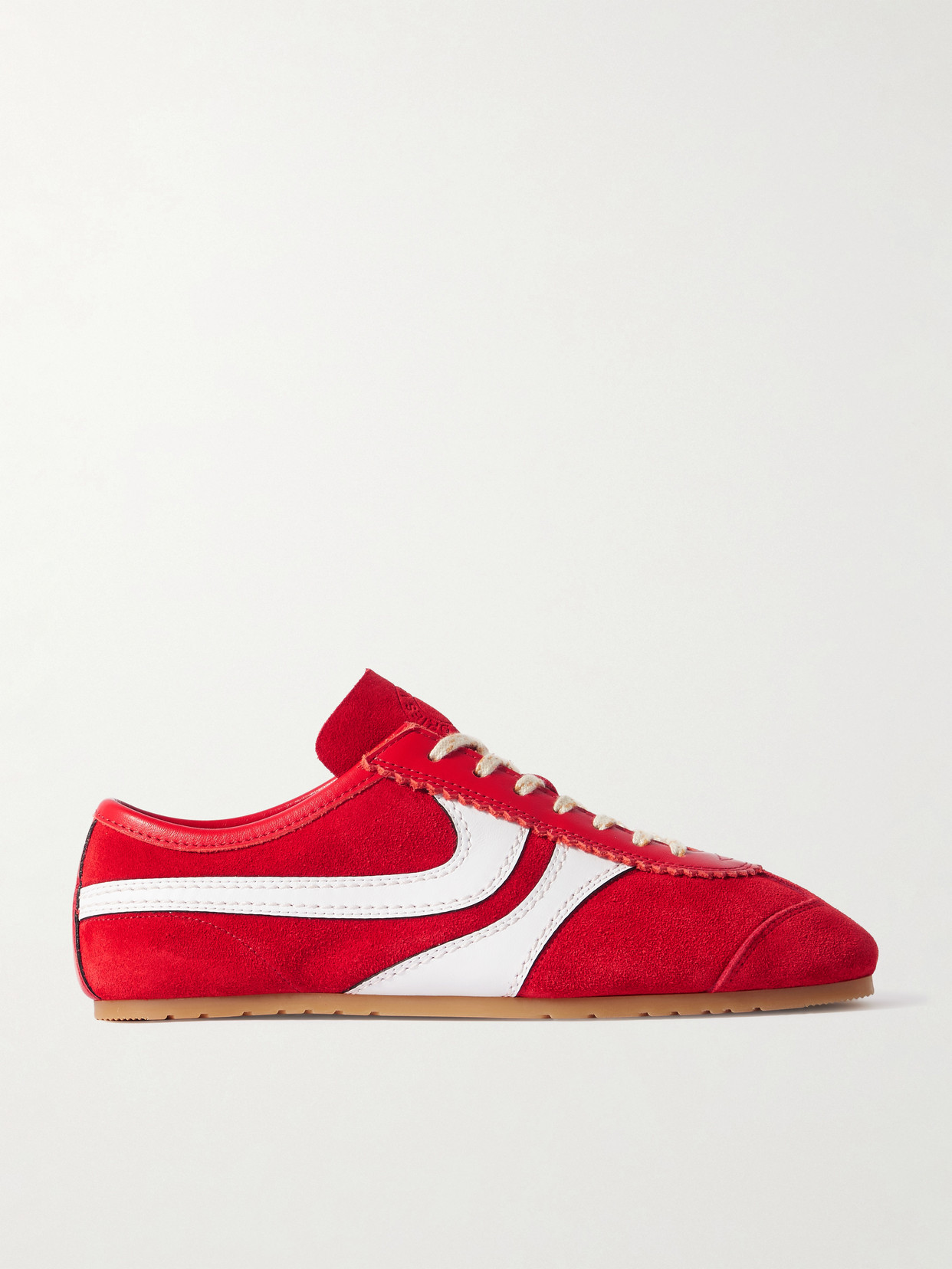 Dries Van Noten 70s Marathon Spirit Suede Low-top Sneakers In Red