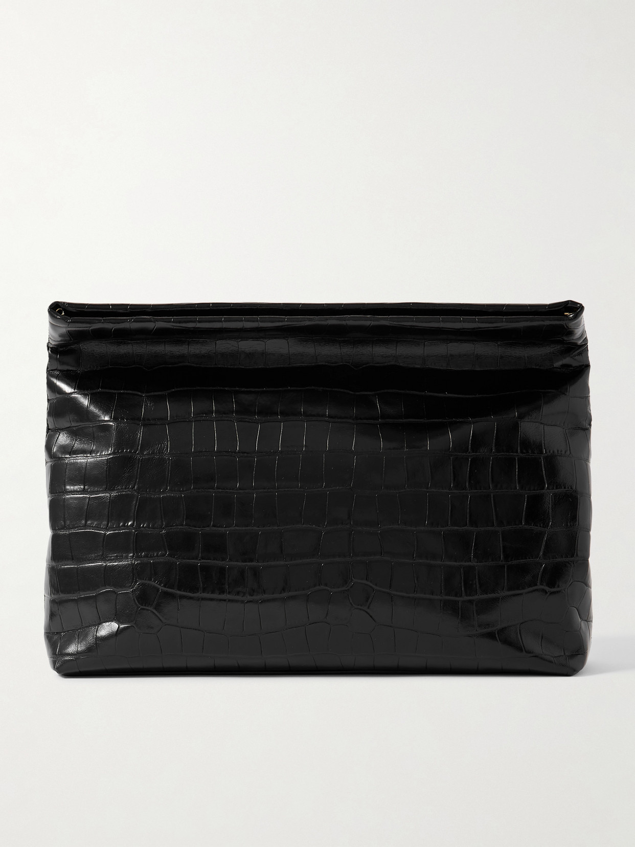 Nili Lotan Jerry Croc-effect Leather Clutch In Black