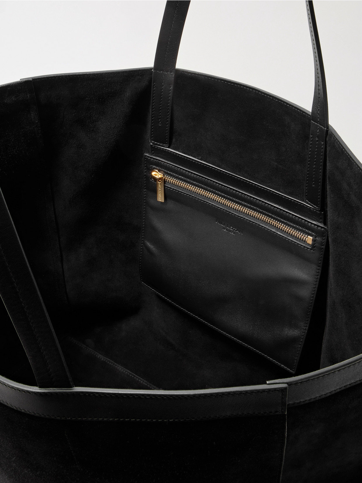 Loren Leather-Trimmed Suede Tote