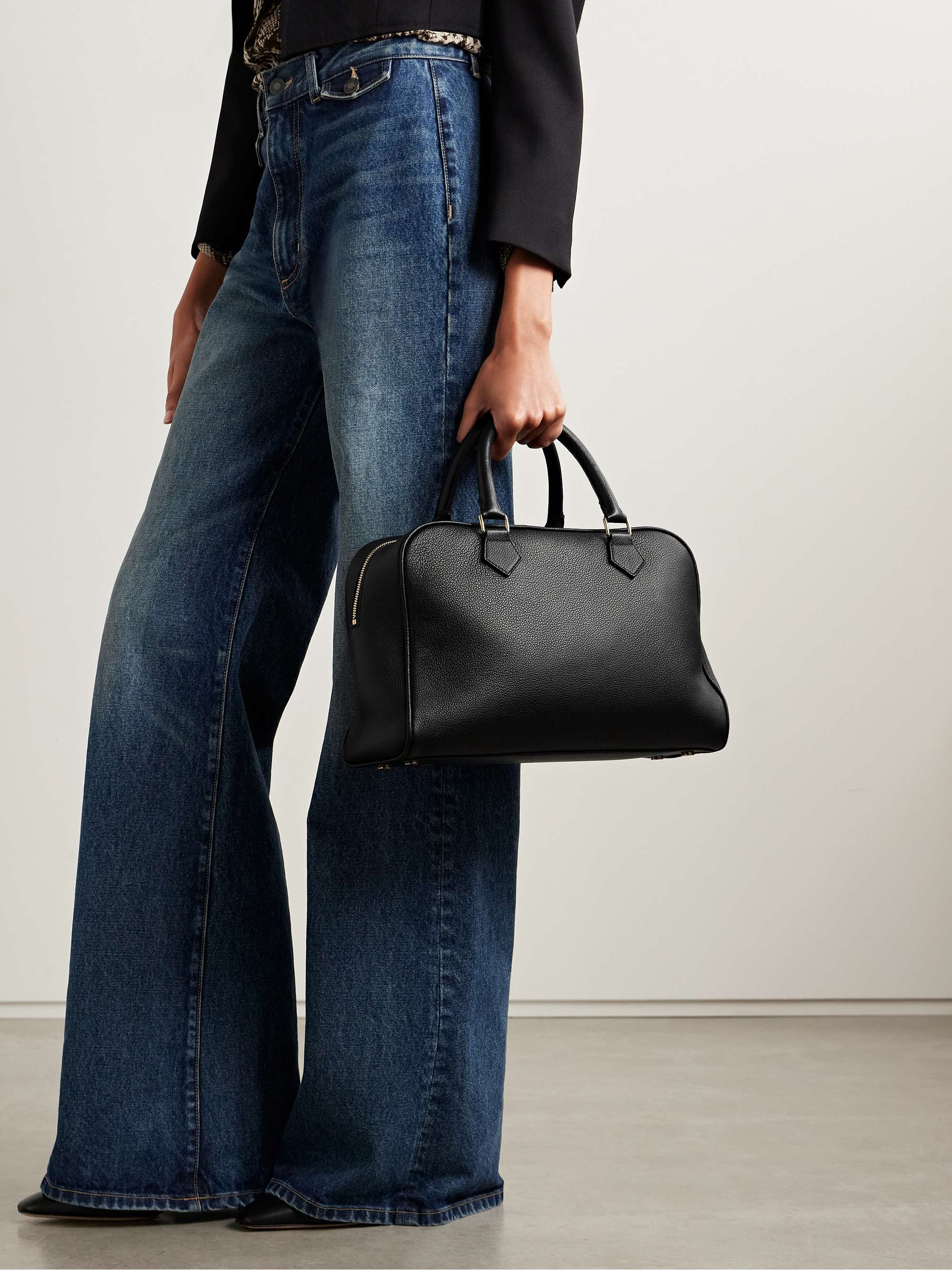 Jaclyn textured-leather tote - black - One Size