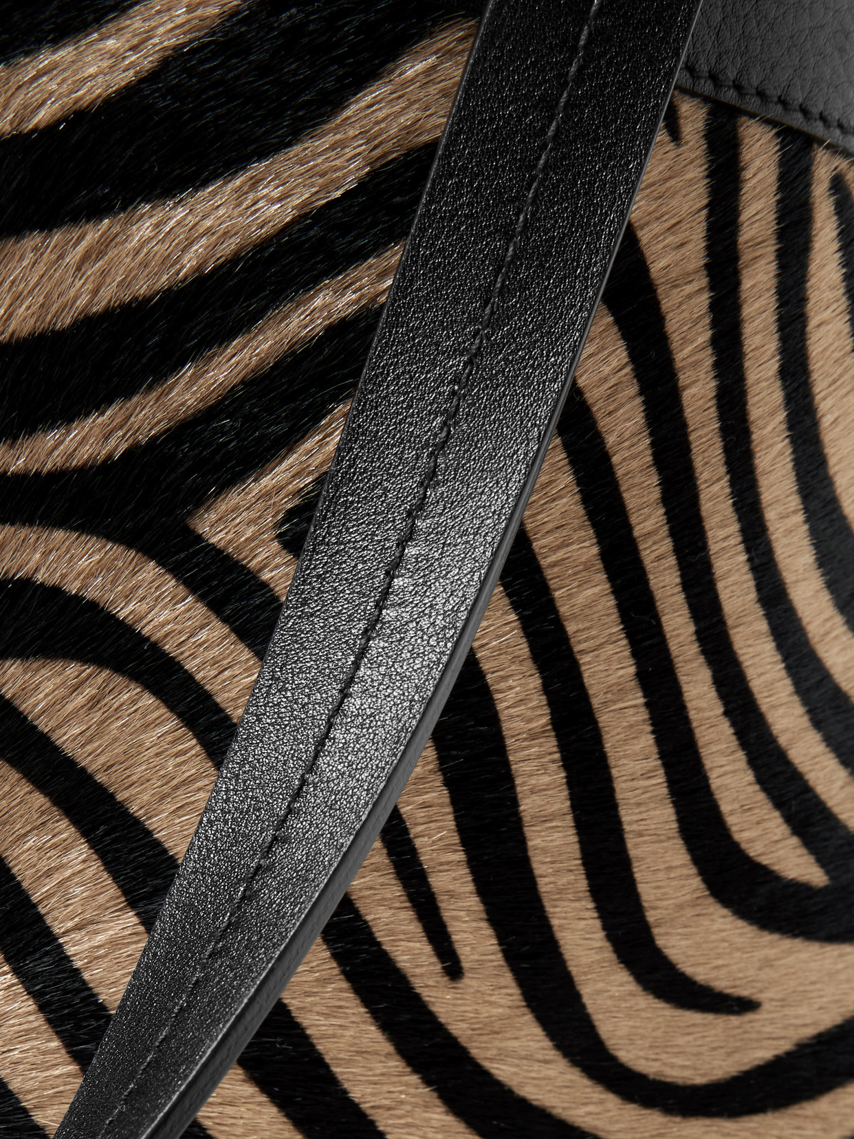 Loren Medium Textured-Leather Trimmed Zebra-Print Calf Hair Tote