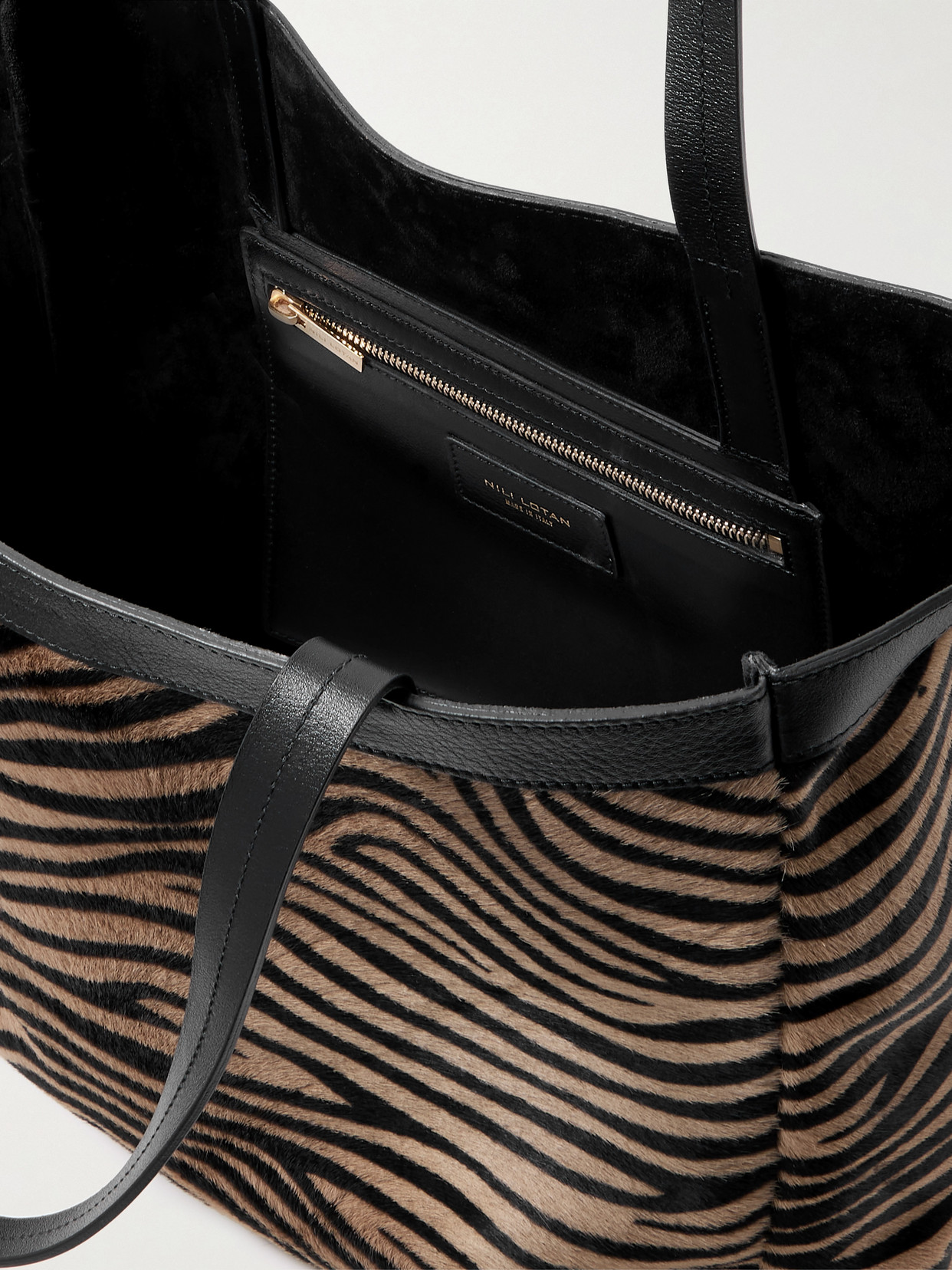 Loren Medium Textured-Leather Trimmed Zebra-Print Calf Hair Tote
