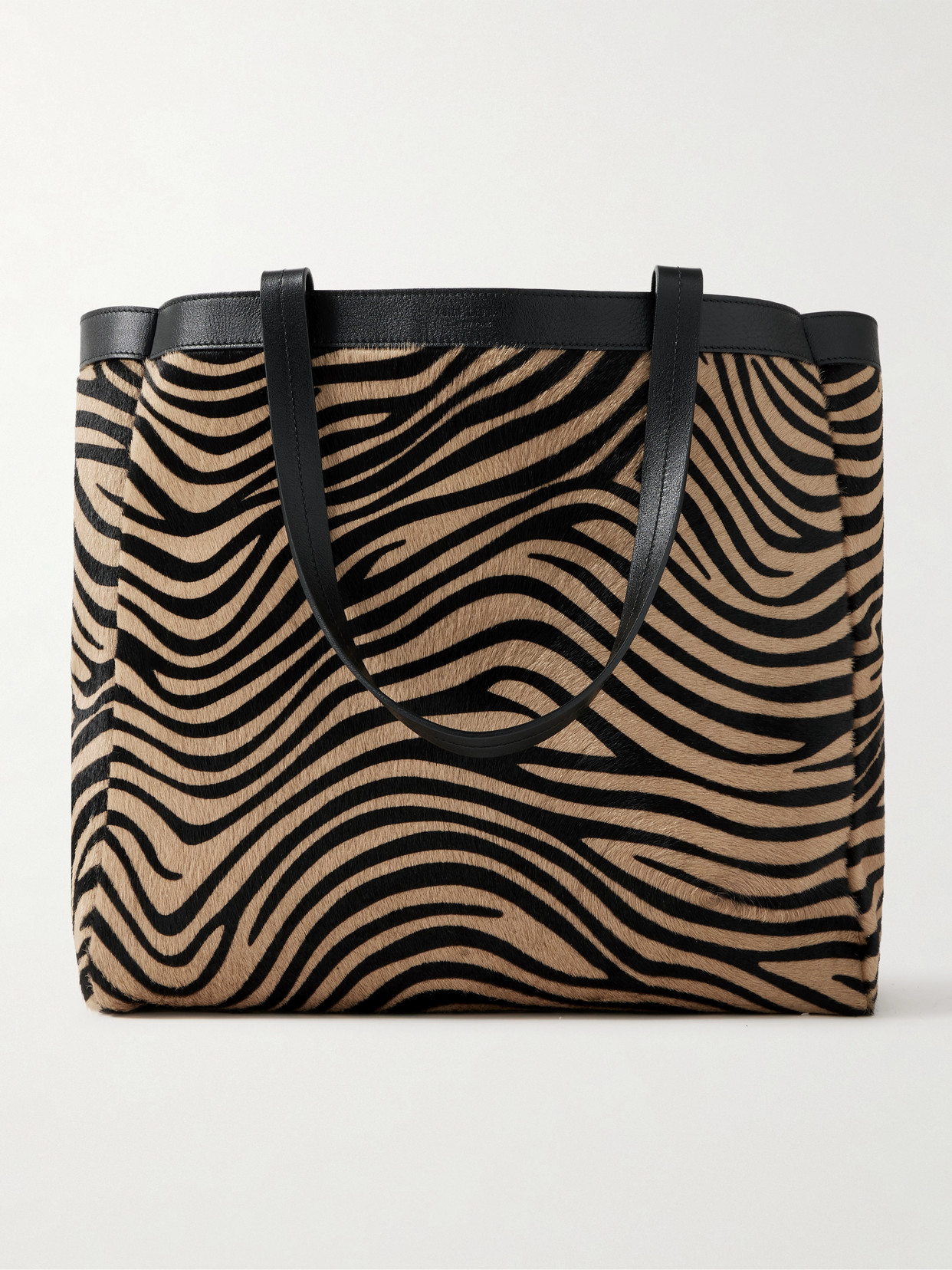 Nili Lotan Loren Medium Textured-leather Trimmed Zebra-print Calf Hair Tote In Multi