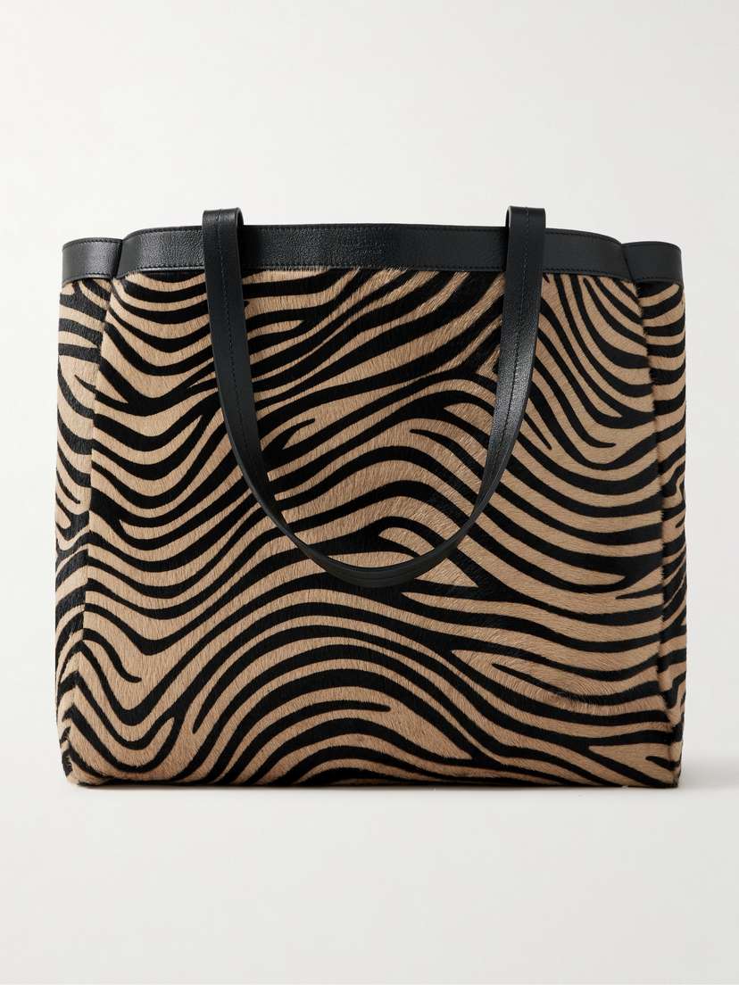 Nili Lotan Loren Medium Textured-leather Trimmed Zebra-print Calf Hair Tote