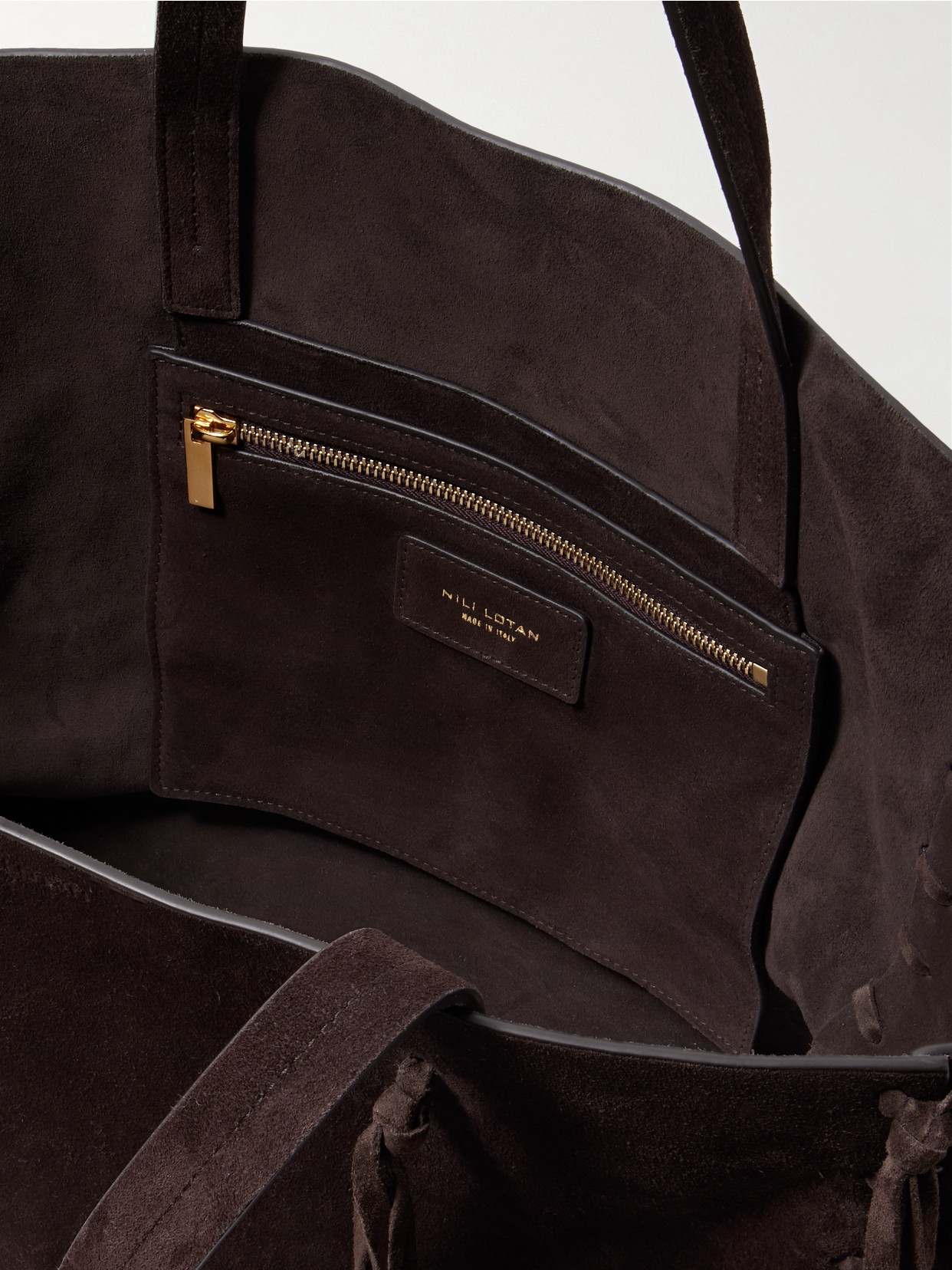 Nili Lotan Joni Fringed Suede Tote In Brown