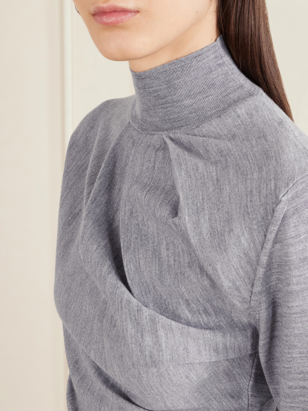 Givenchy Draped Wool-blend Turtleneck Sweater In Gray