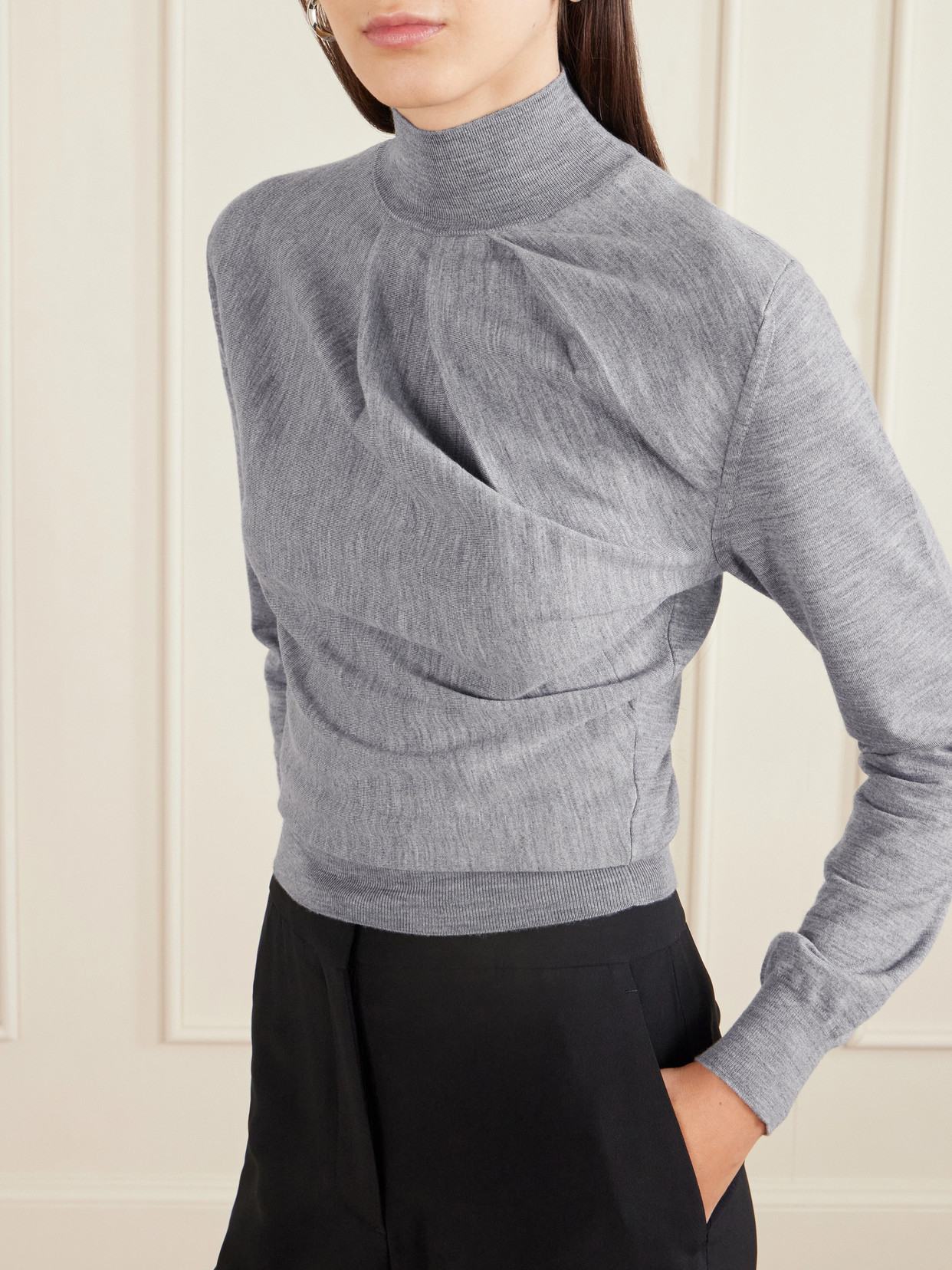 Givenchy Draped Wool-blend Turtleneck Sweater In Gray