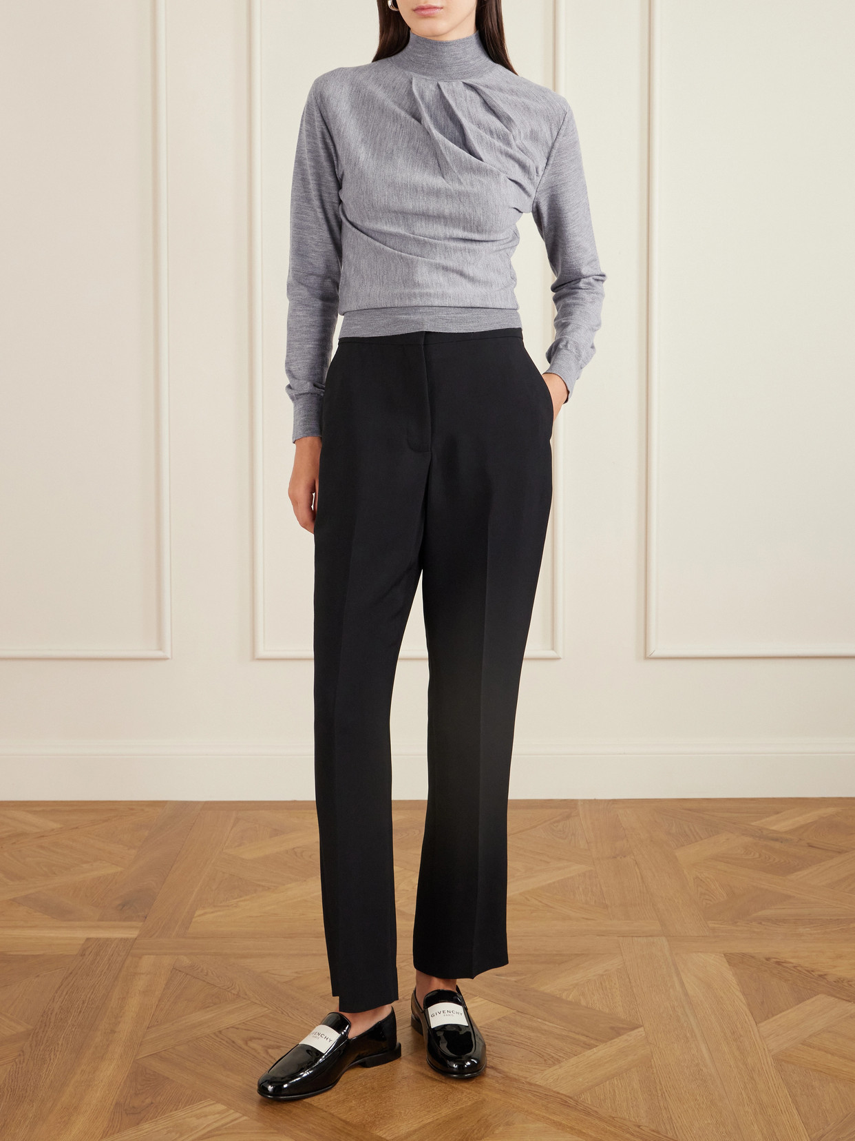 Givenchy Draped Wool-blend Turtleneck Sweater In Gray