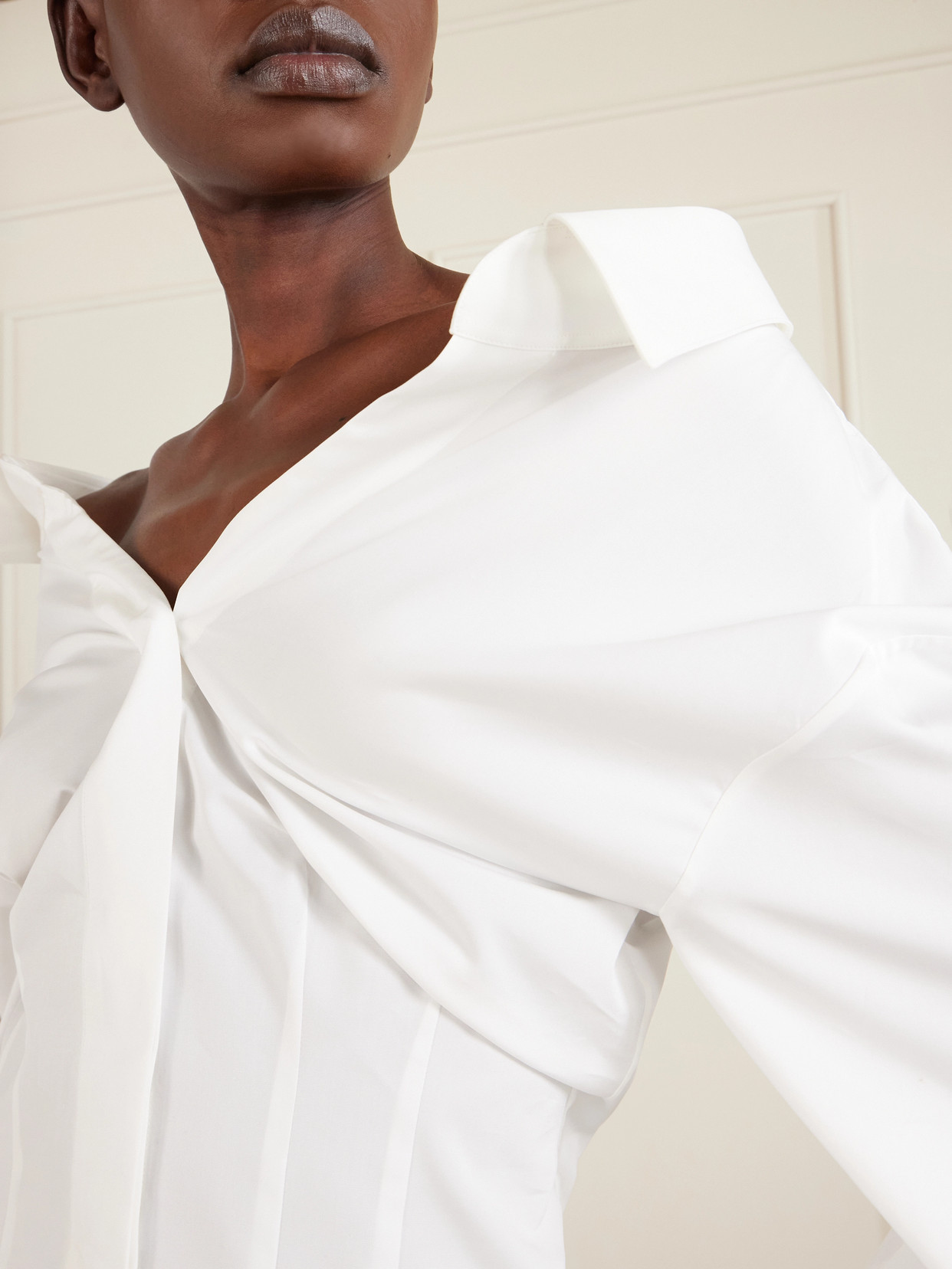 Givenchy Womens White Slashed Open-collar Cotton Shirt In White