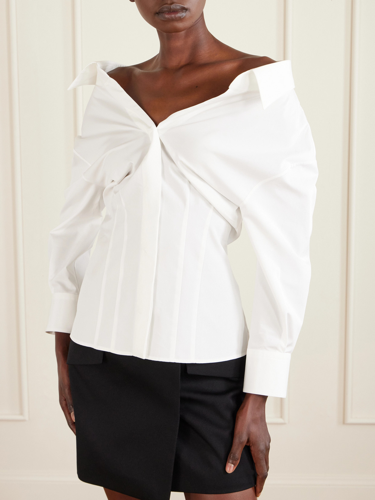 Givenchy Womens White Slashed Open-collar Cotton Shirt In White