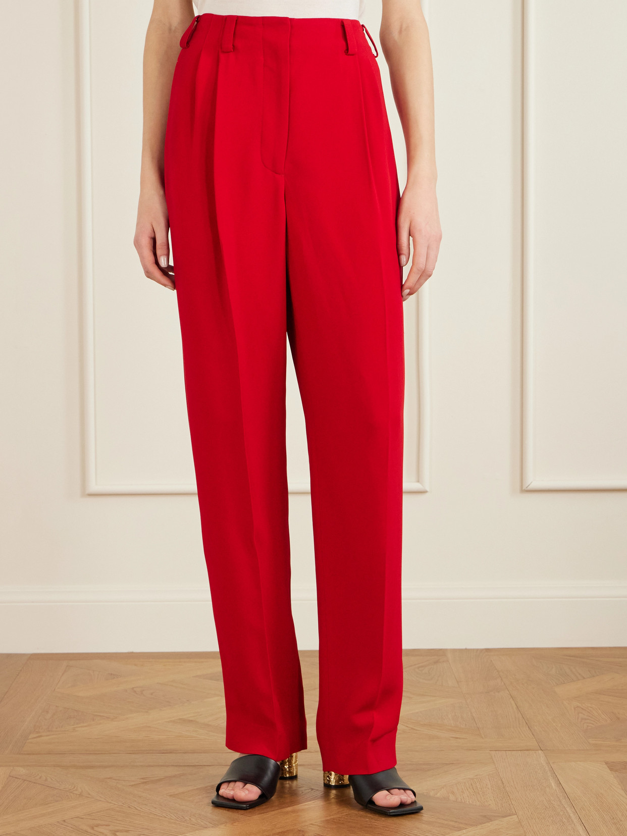 Givenchy Pleated Crepe Wide-leg Pants In Red