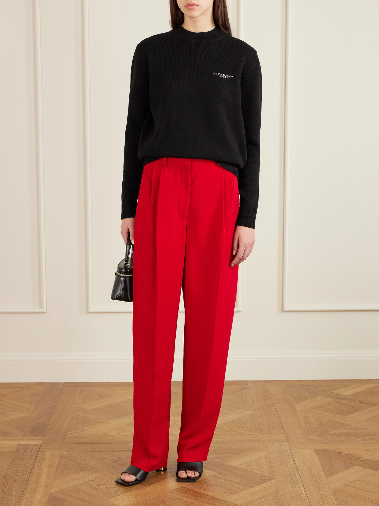 Givenchy Pleated Crepe Wide-leg Pants In Red