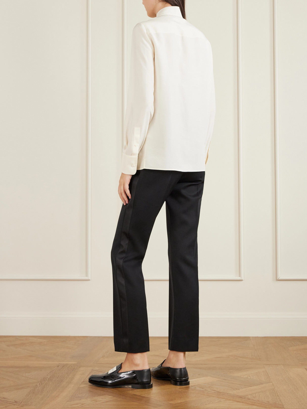 Givenchy Long Sleeve Blouse Draped Bow Detail In White