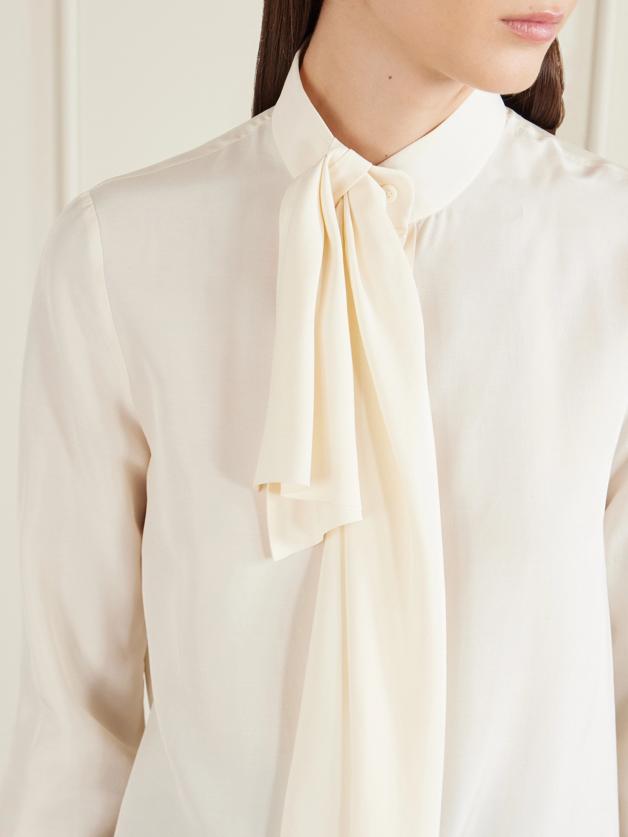 Givenchy Long Sleeve Blouse Draped Bow Detail In White