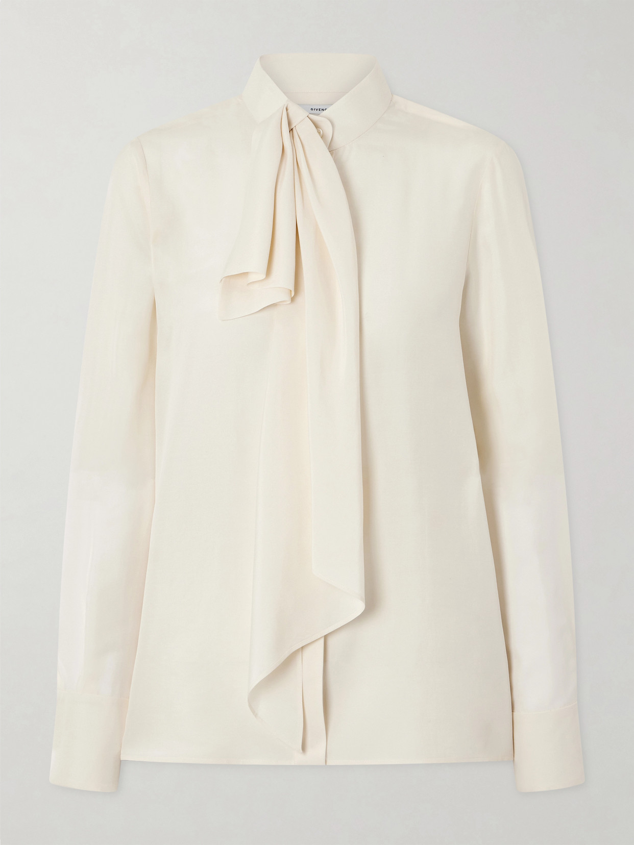Givenchy Pussy-bow Draped Silk Blouse In White