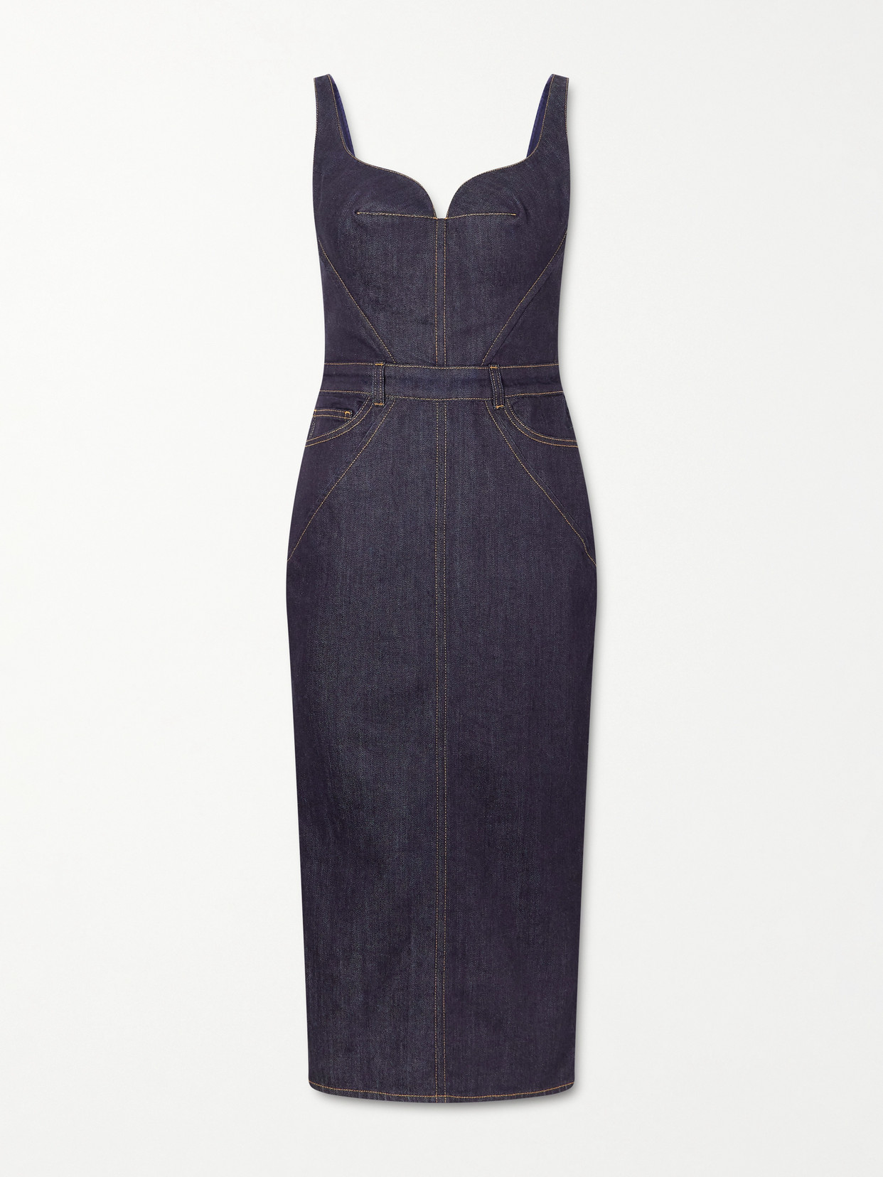 Givenchy Paneled Denim Midi Dress In Blue