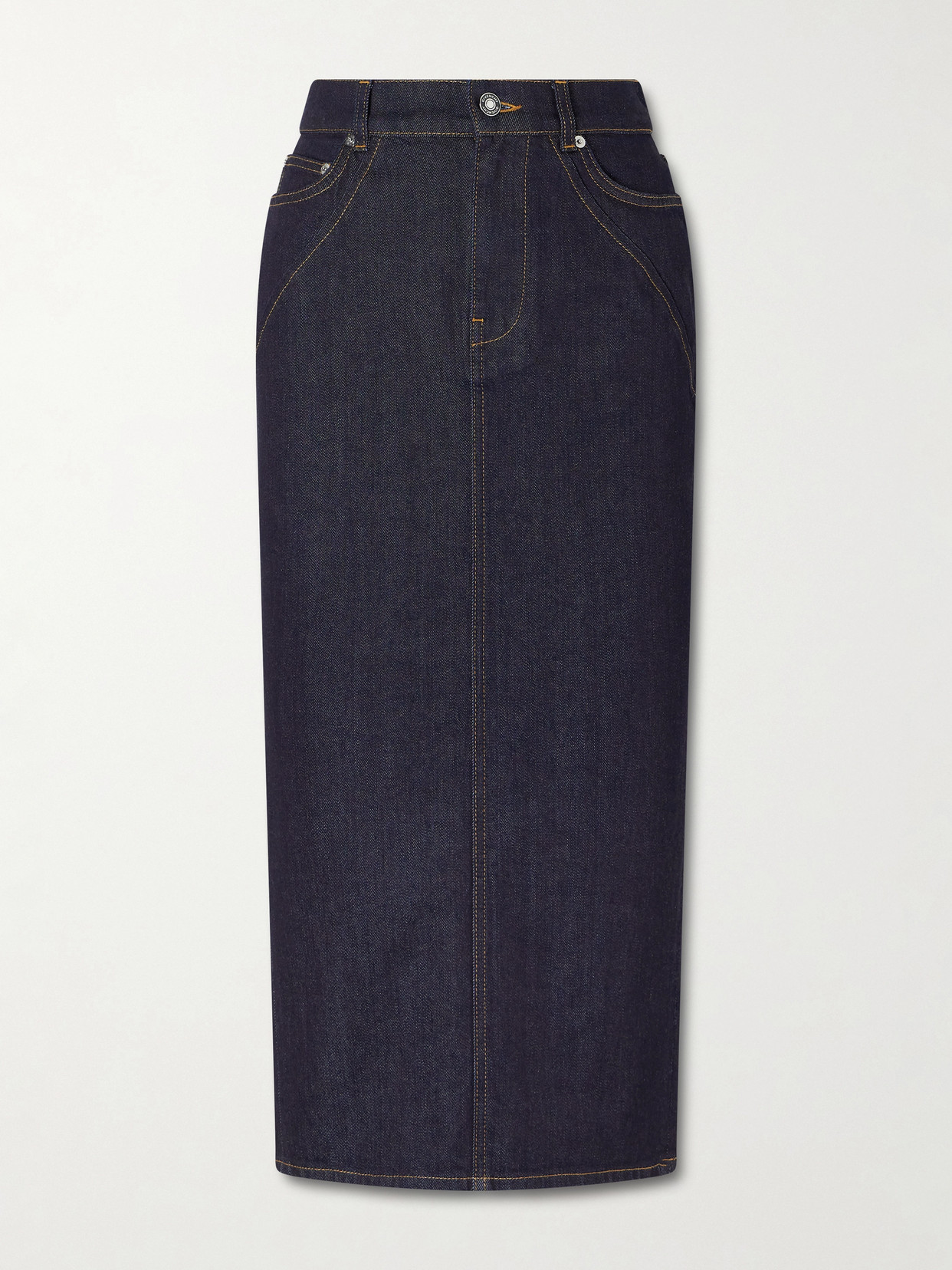 Givenchy Paneled Denim Midi Skirt In Blue
