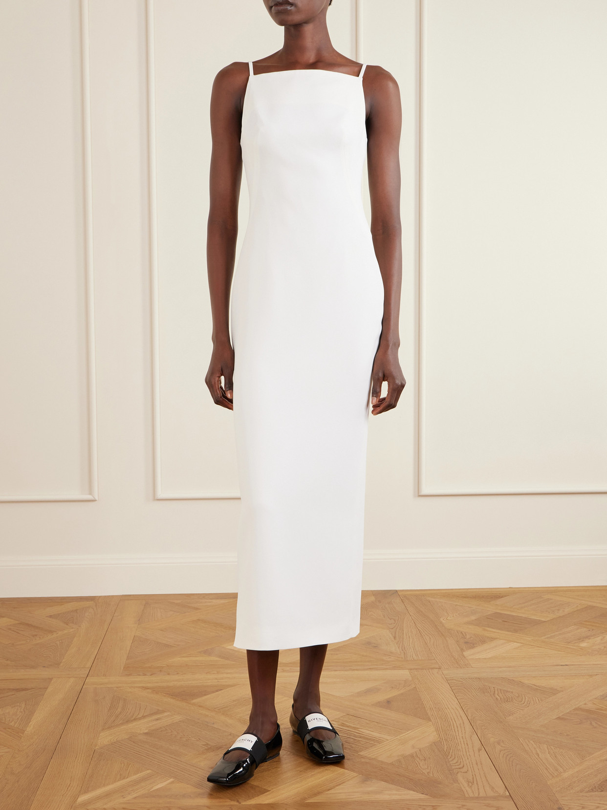 Givenchy Women White Long Dress With Square Neckline And Rear Single Slit In Viscose Blend Woman In White