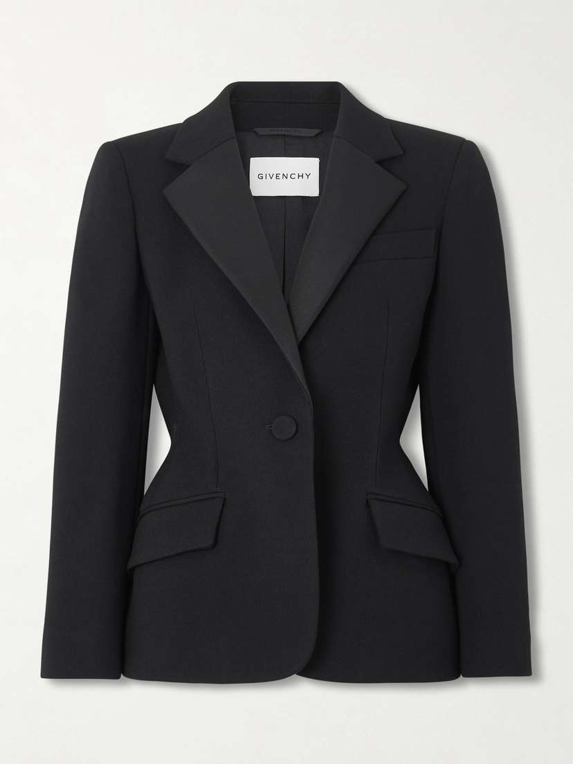 Givenchy Silk-blend Twill-trimmed Textured Wool-blend Blazer