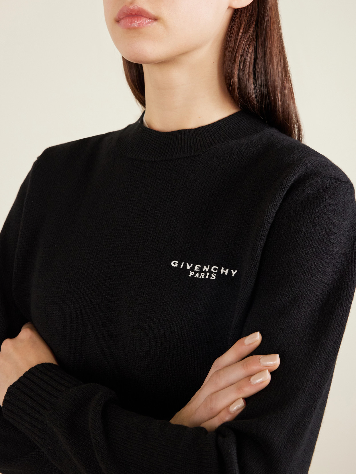 Givenchy Embroidered Wool And Cashmere-blend Sweater In Black