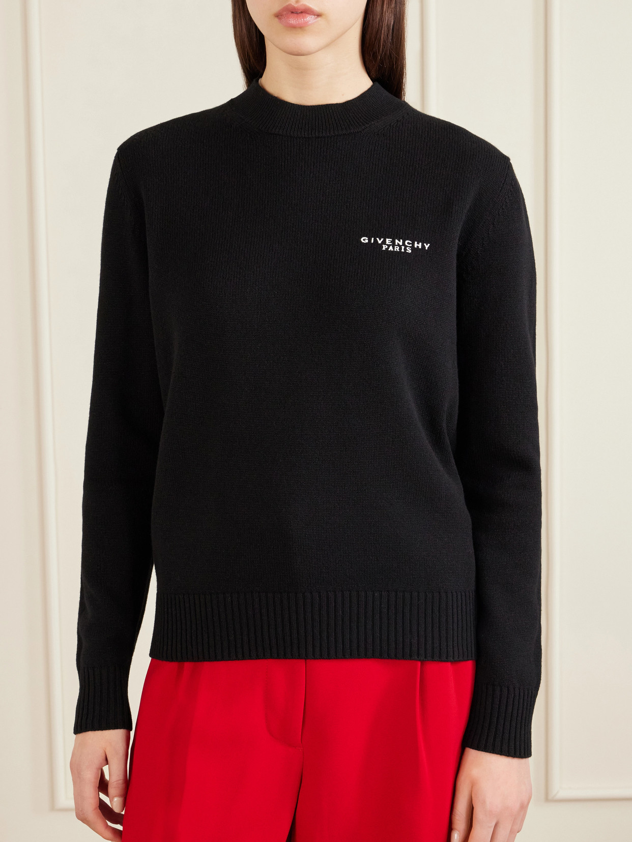 Givenchy Embroidered Wool And Cashmere-blend Sweater In Black
