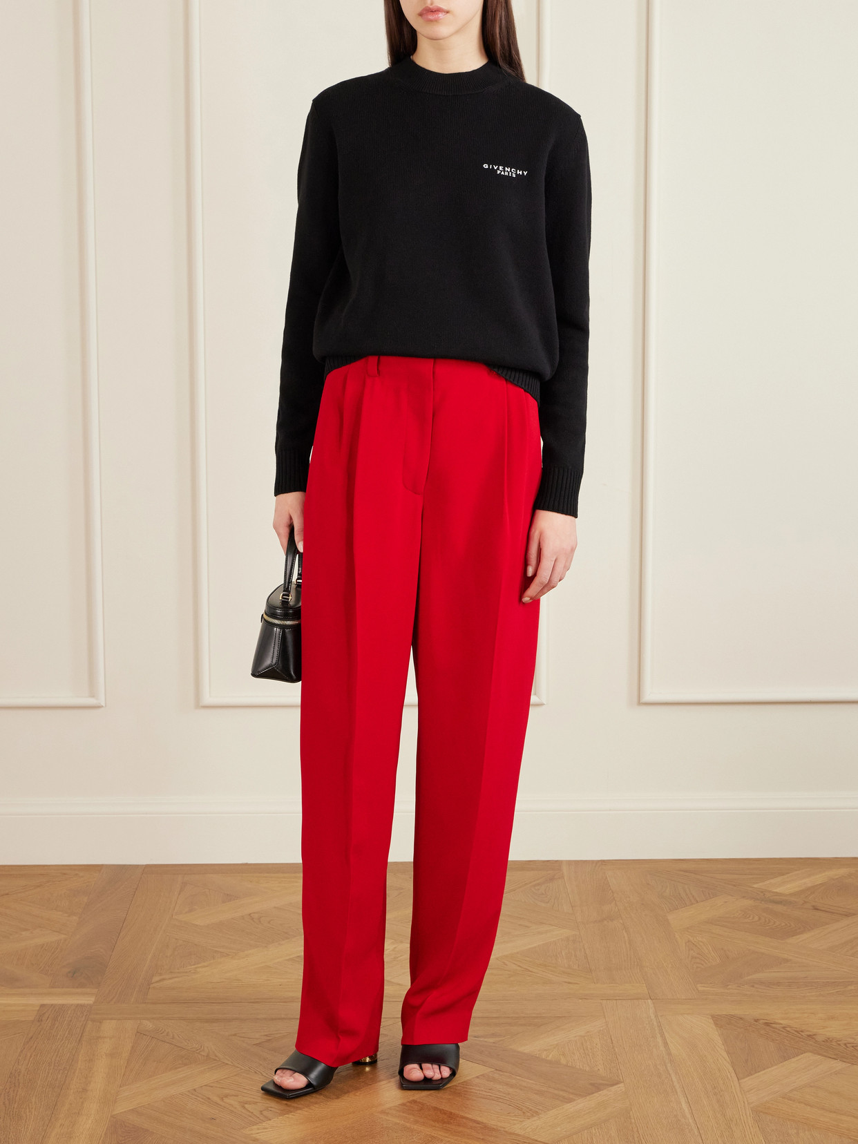 Givenchy Embroidered Wool And Cashmere-blend Sweater In Black