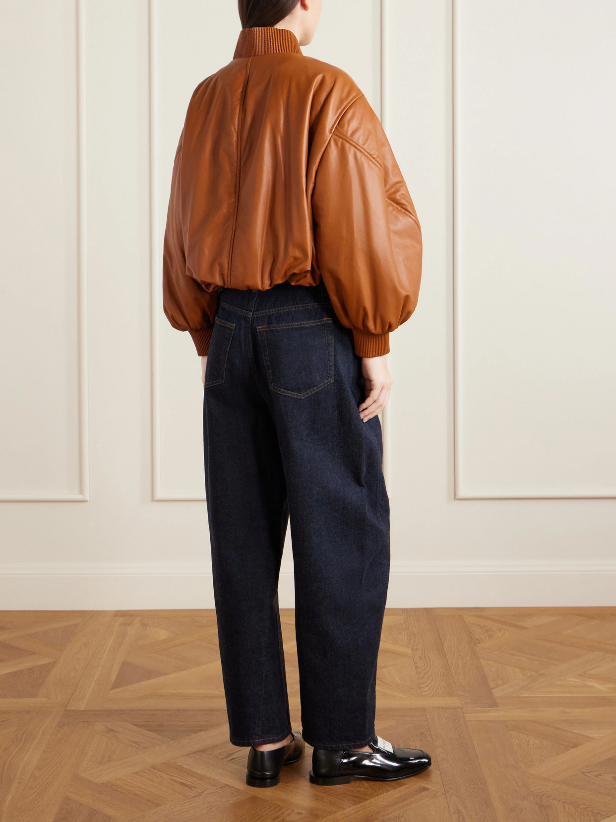 Givenchy Cropped Cocoon Bomber In Nappa Leather In Brown