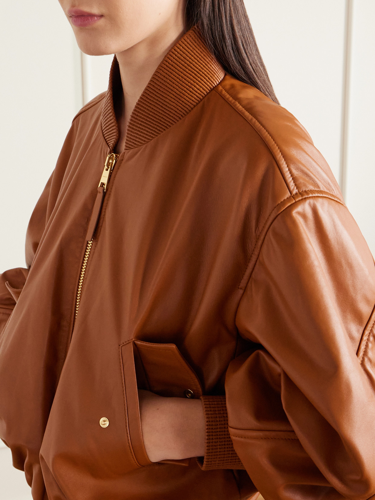 Givenchy Cropped Cocoon Bomber In Nappa Leather In Brown