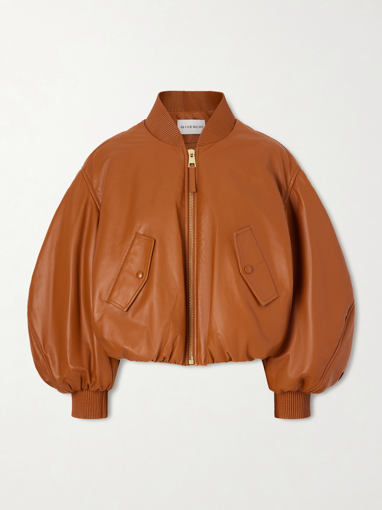 Givenchy Cropped Cocoon Bomber In Nappa Leather In Brown