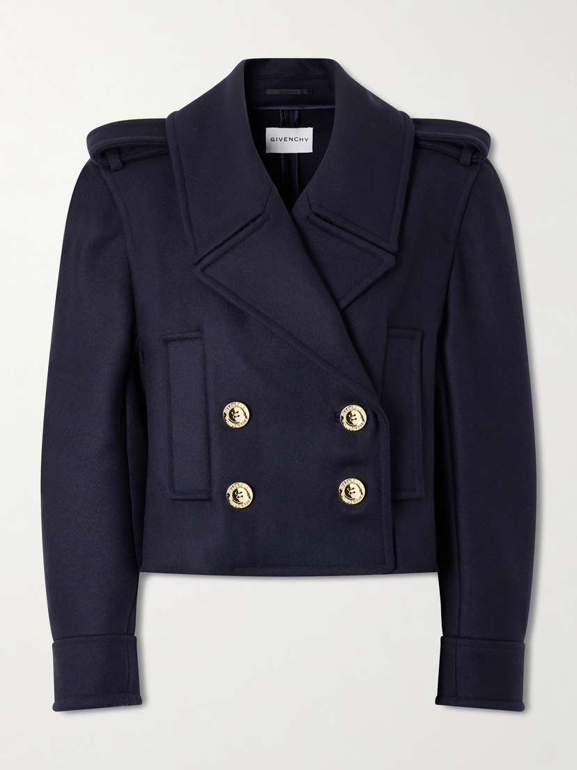 Givenchy Double-breasted Cropped Melton Wool-twill Coat