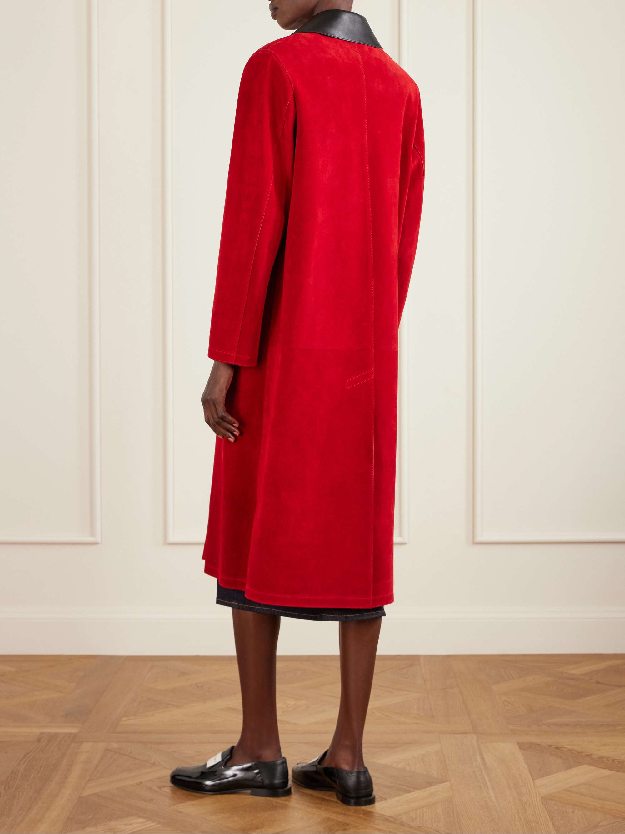 GIVENCHY Leather-trimmed suede coat | NET-A-PORTER