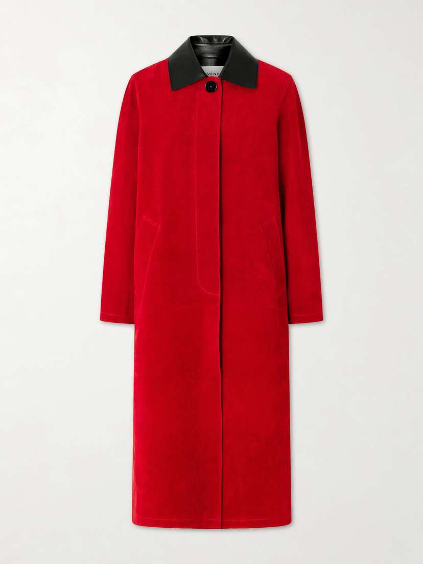 Givenchy Leather-trimmed Suede Coat