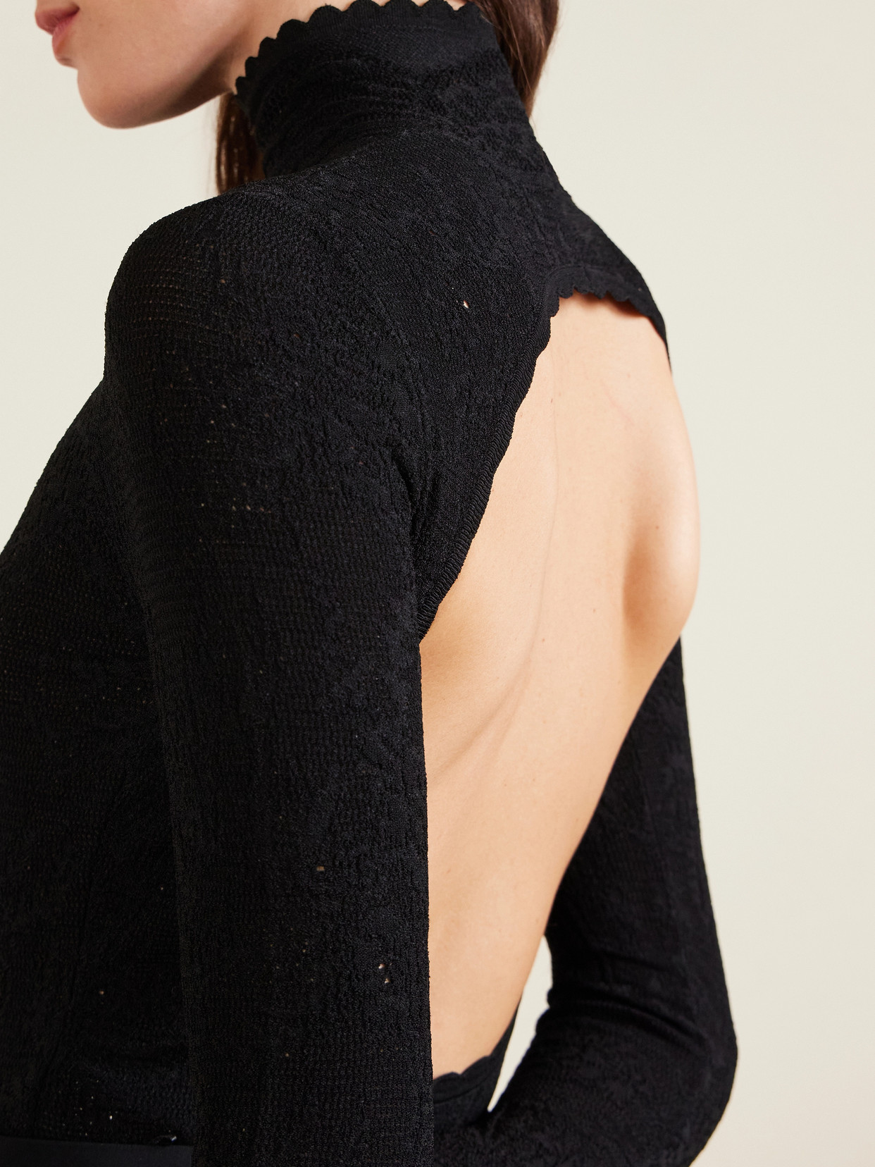 Givenchy Open-back Lace Turtleneck Bodysuit In Black