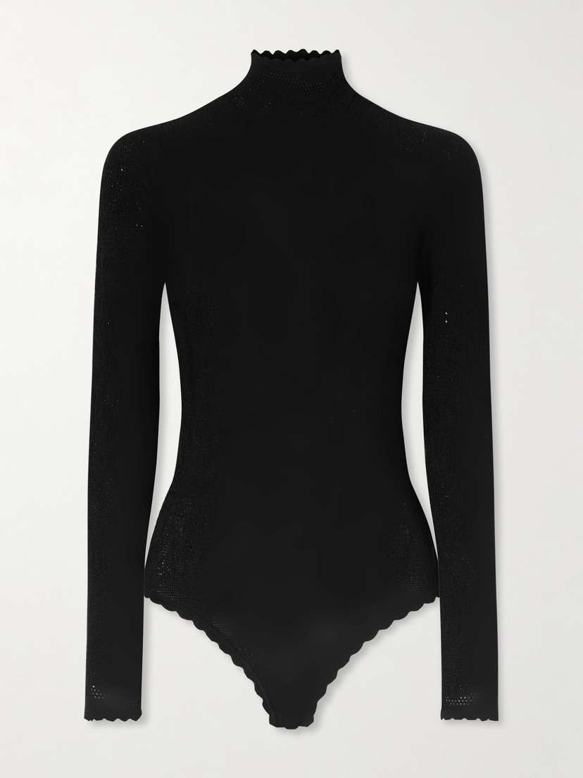 Givenchy Open-back Lace Turtleneck Bodysuit
