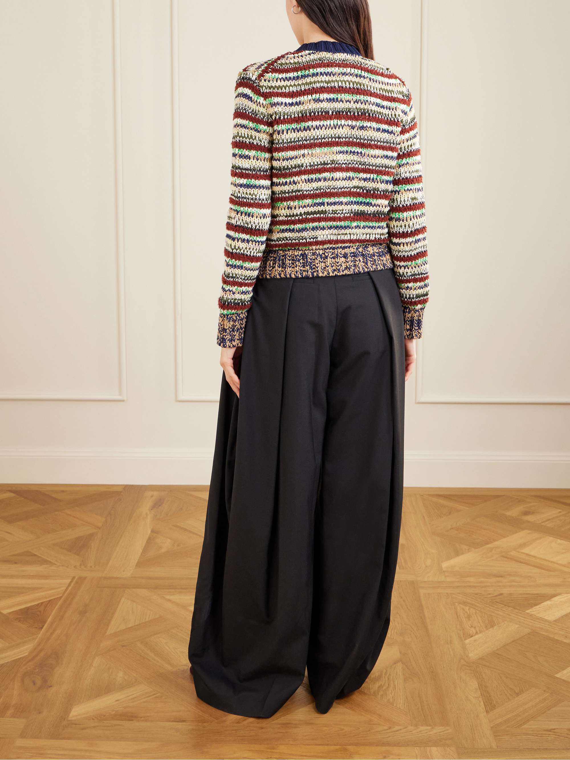 SACAI Striped cotton-blend cardigan | NET-A-PORTER