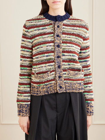 Sacai Striped cotton-blend cardigan