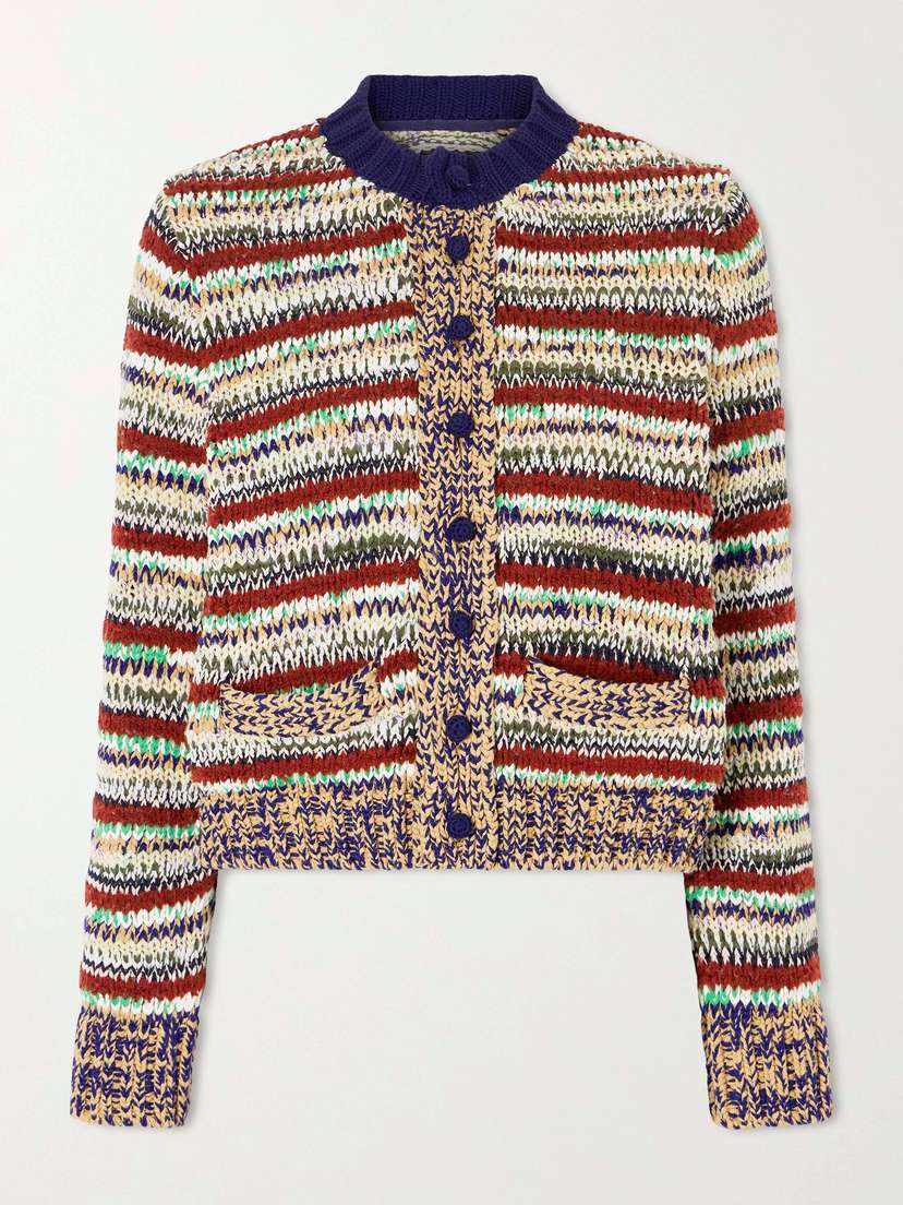 Sacai Striped Cotton-blend Cardigan
