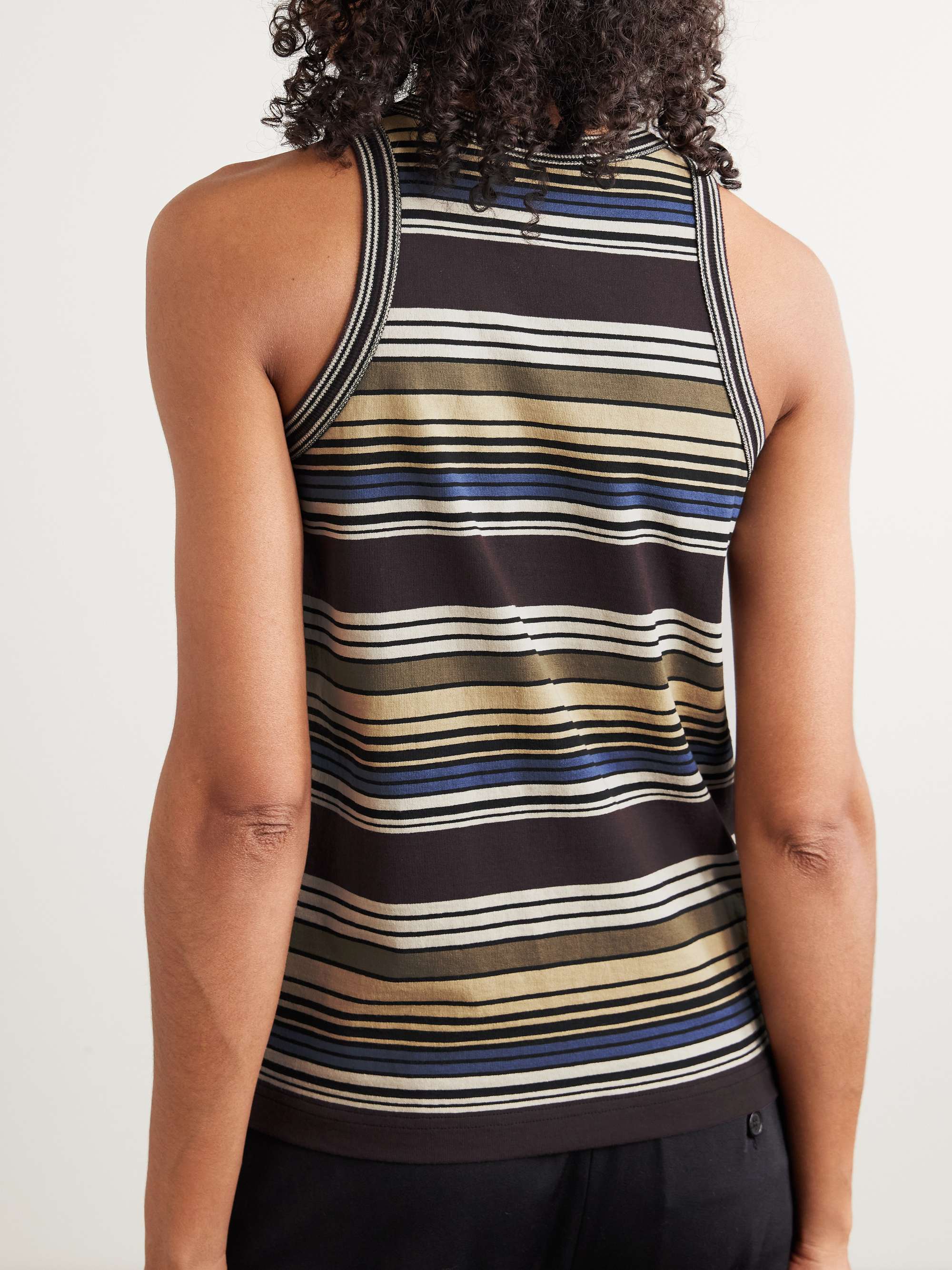 SACAI Striped cotton tank | NET-A-PORTER