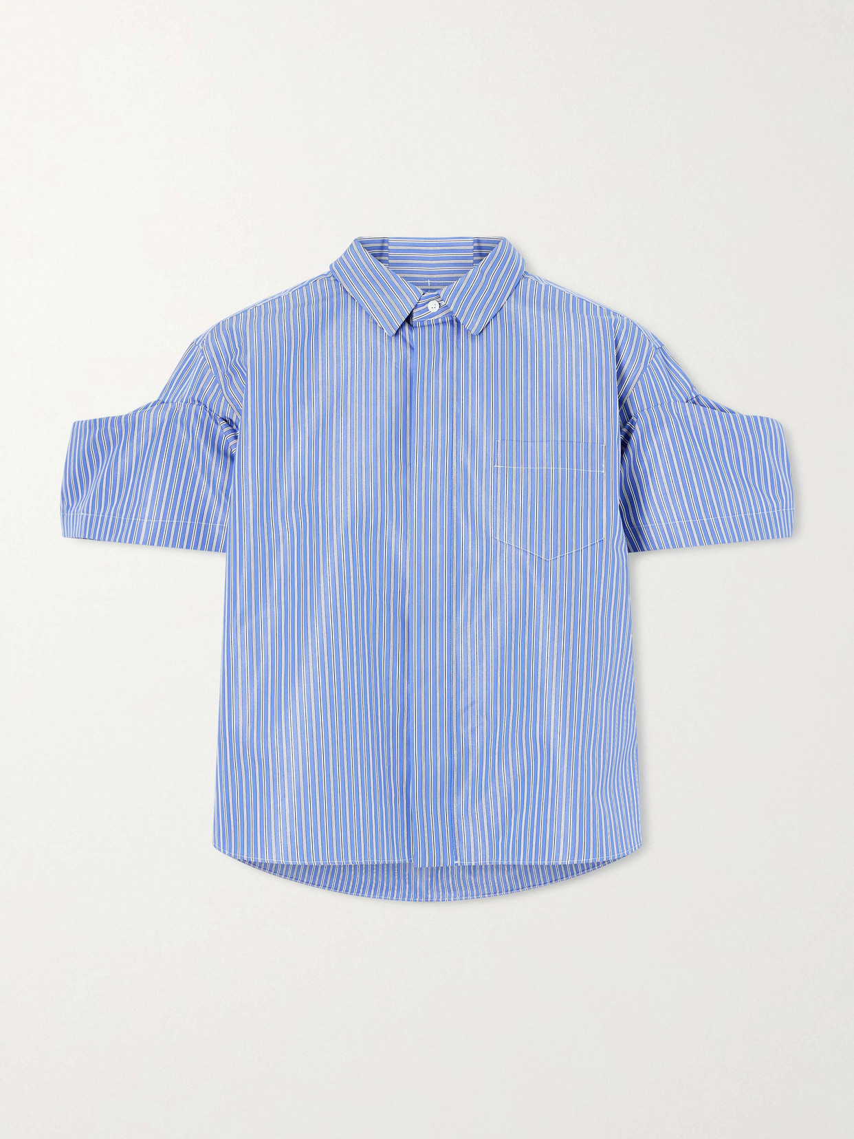 Sacai Striped Cotton-blend Poplin Shirt In Blue