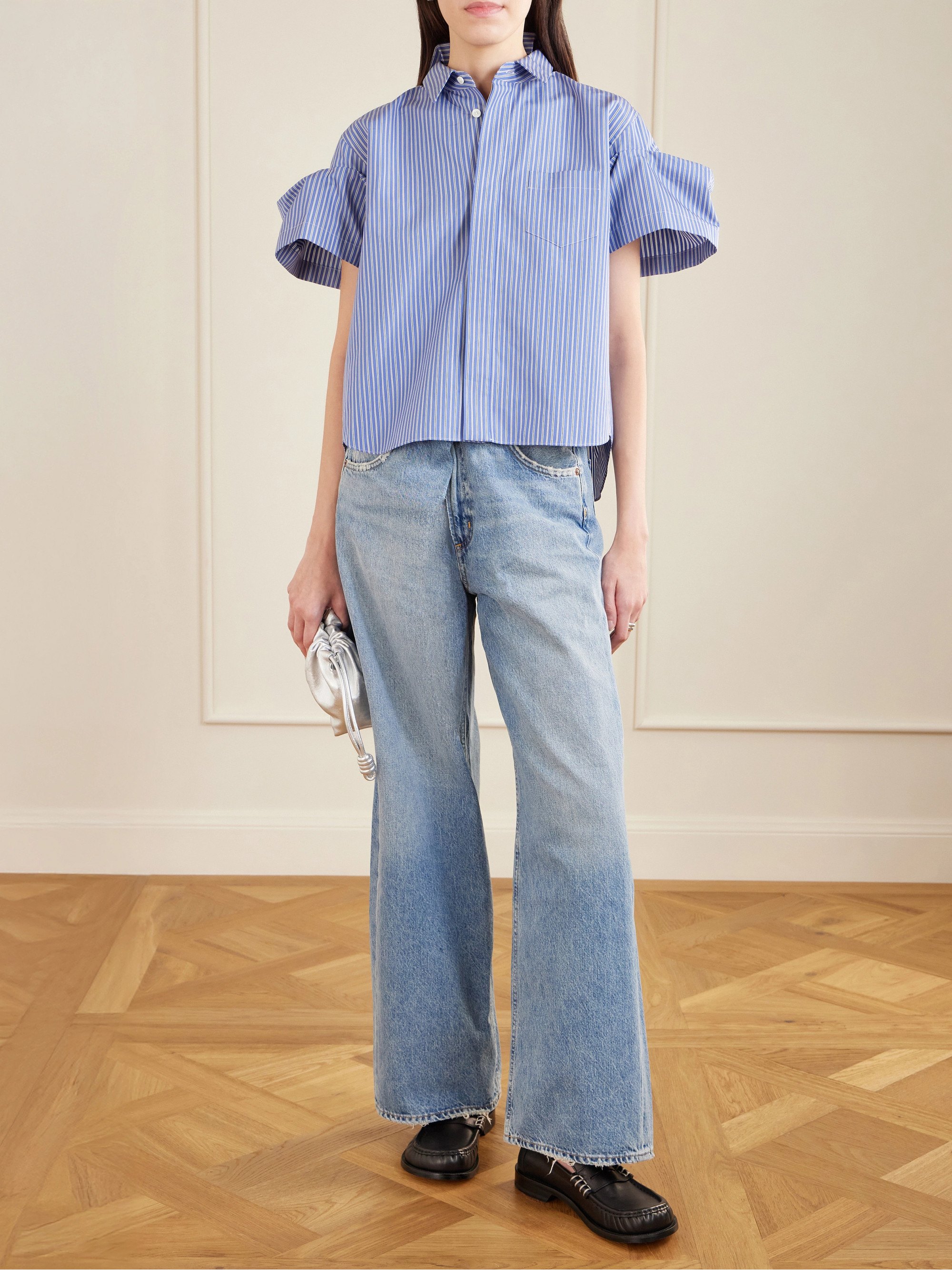 Sacai - Striped cotton-blend poplin shirt | Plush