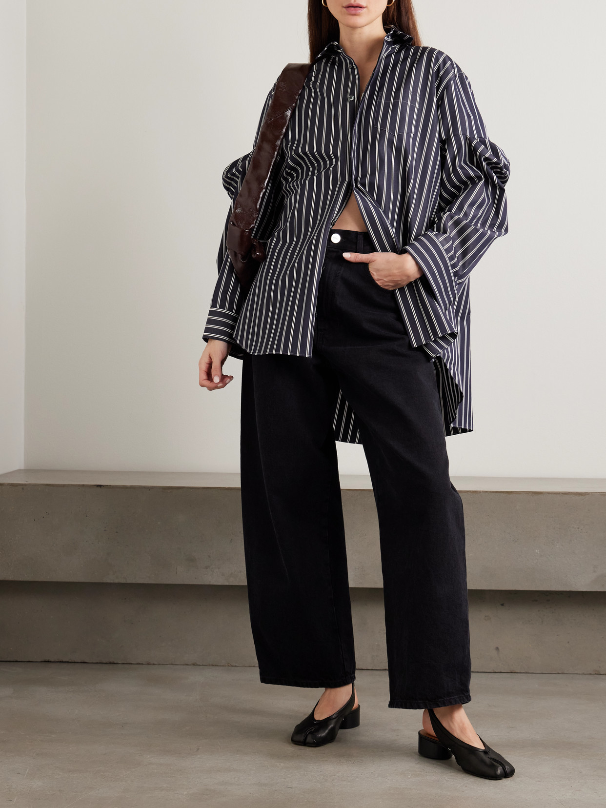 Oversized Striped Poplin Shirt