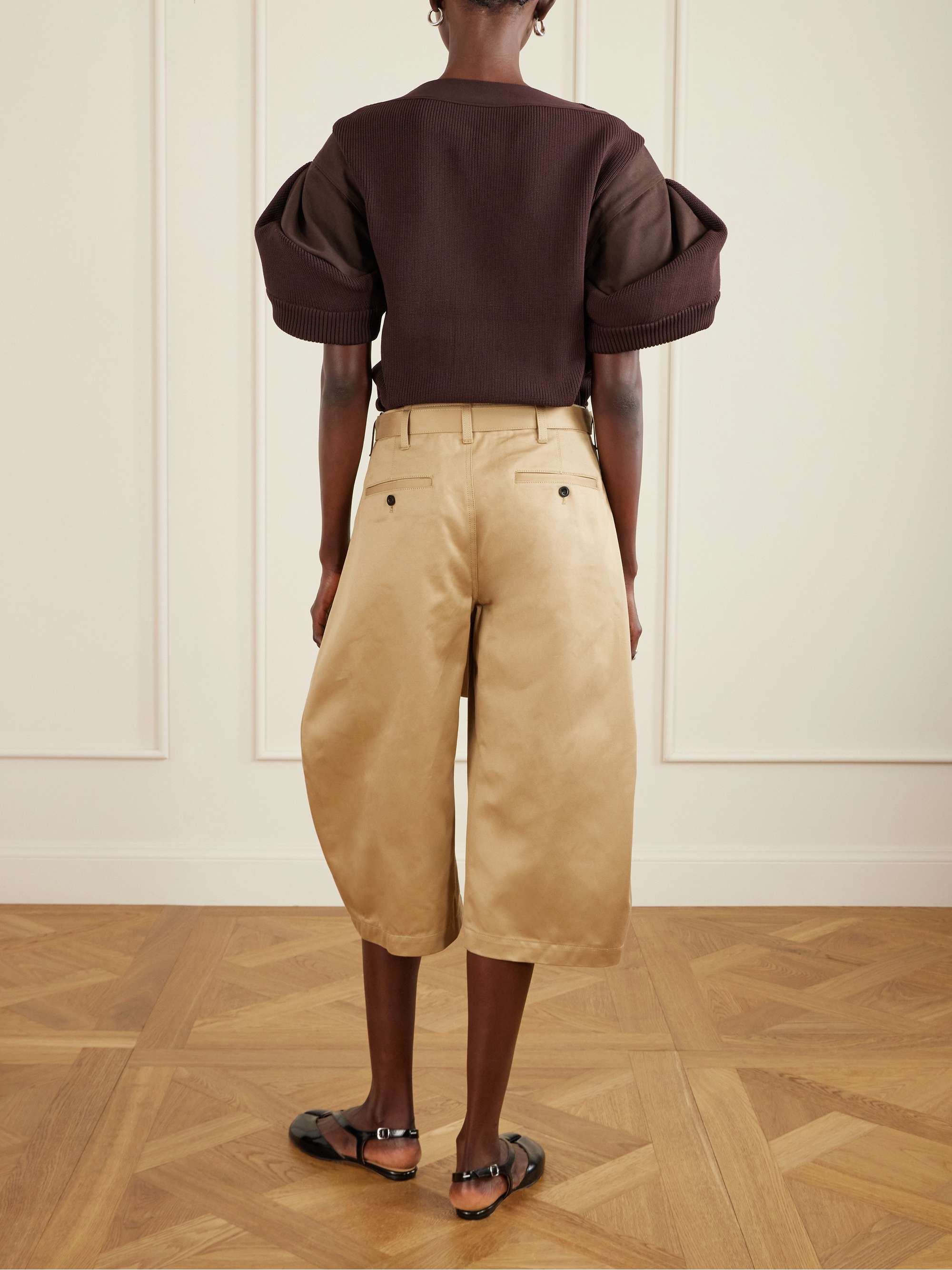 SACAI Cropped belted cotton-twill barrel-leg pants | NET-A-PORTER