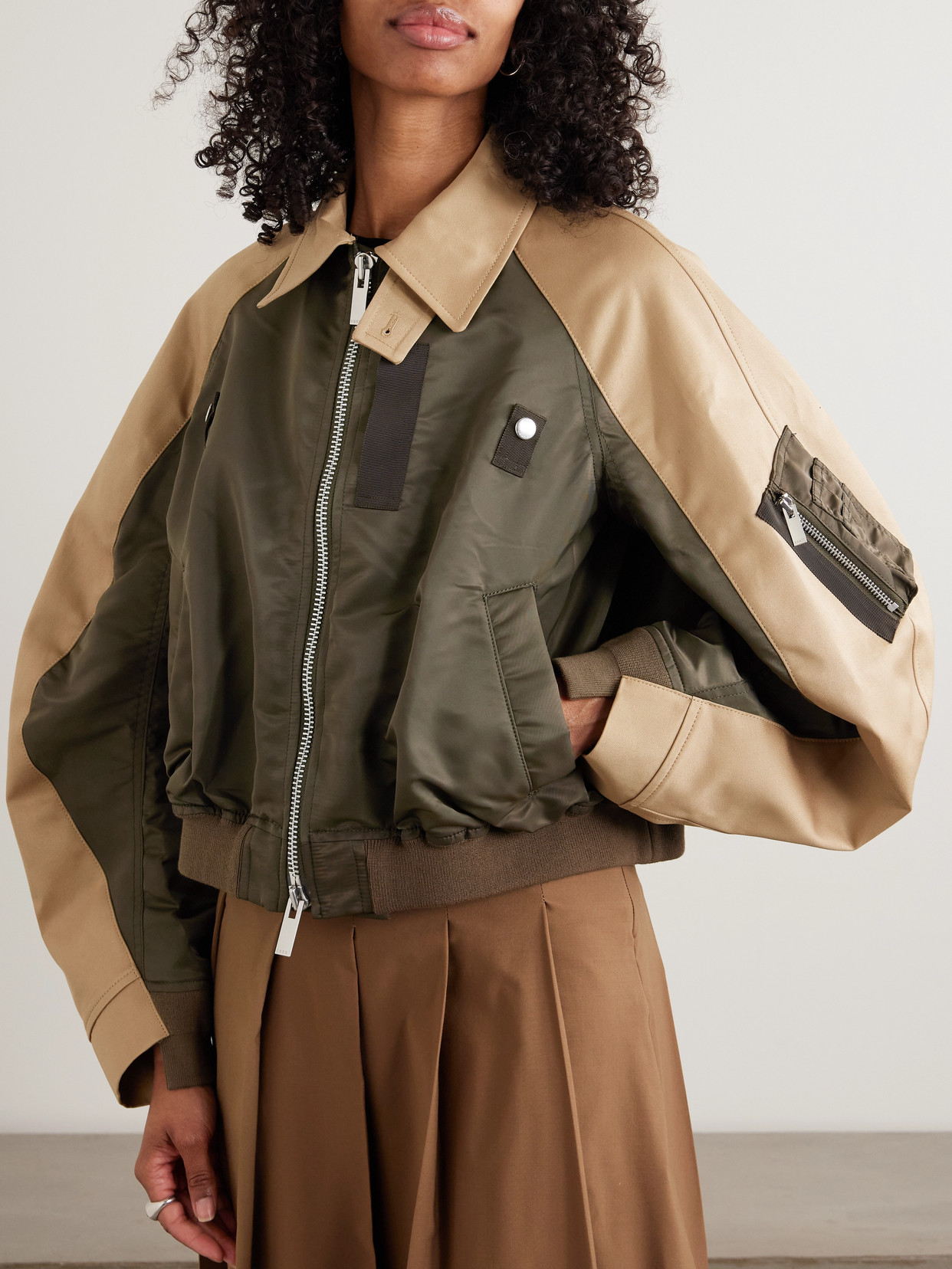 Oversized Cotton-Canvas And Shell Bomber Jacket