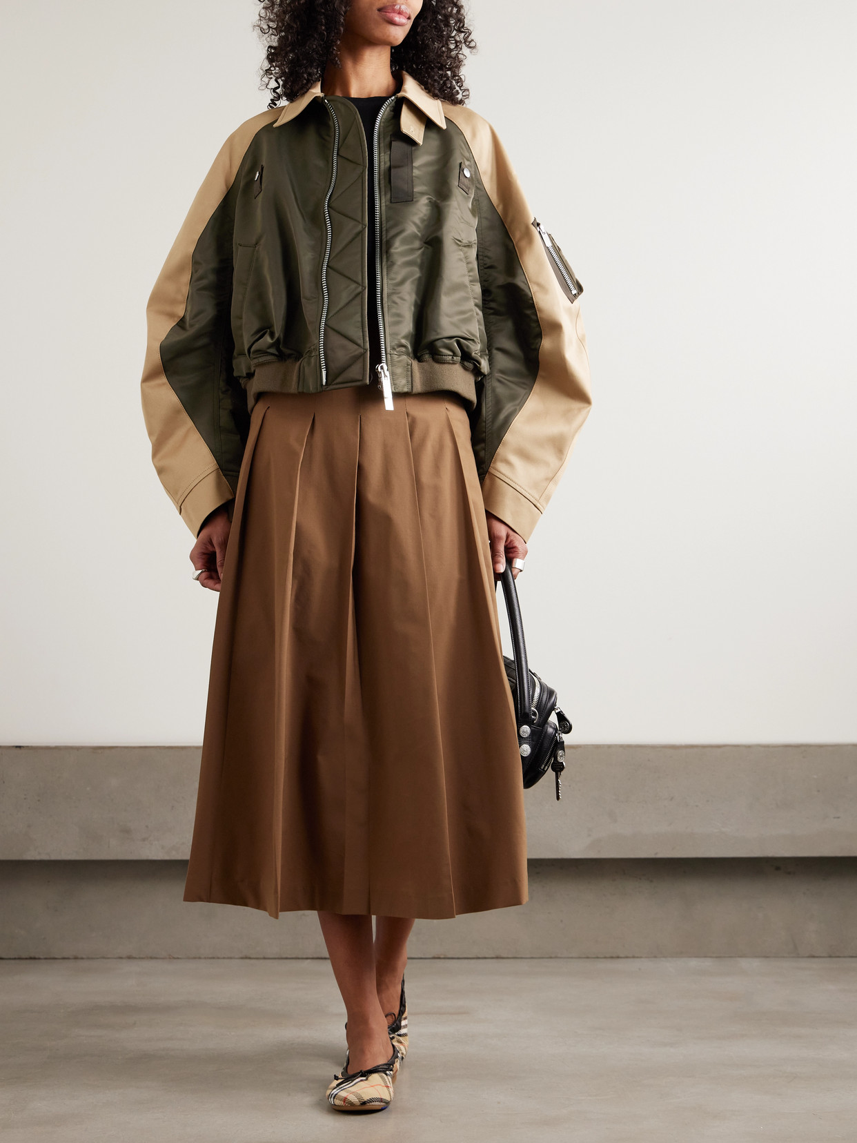 Oversized Cotton-Canvas And Shell Bomber Jacket
