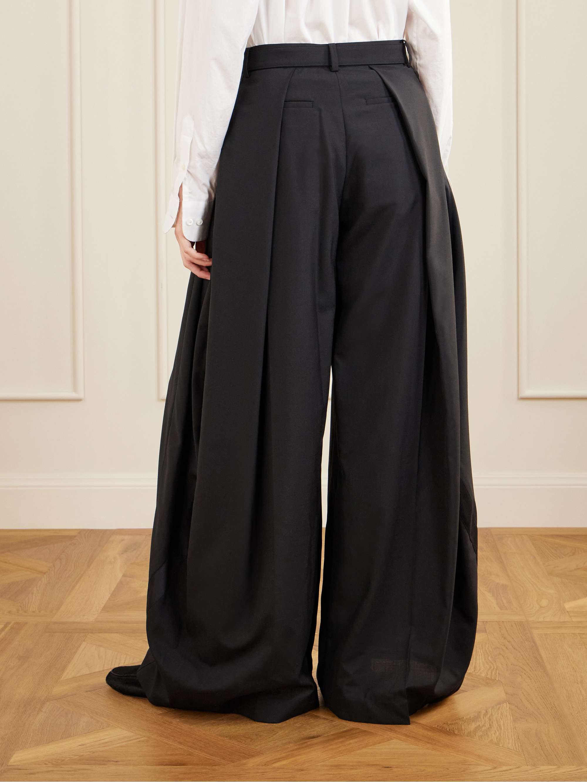 サイズ 3 Sacai 19AW OXFORD PANTS CLOPPED SACAI Belted pleated crepe wide-leg pants | NET-A-PORTER