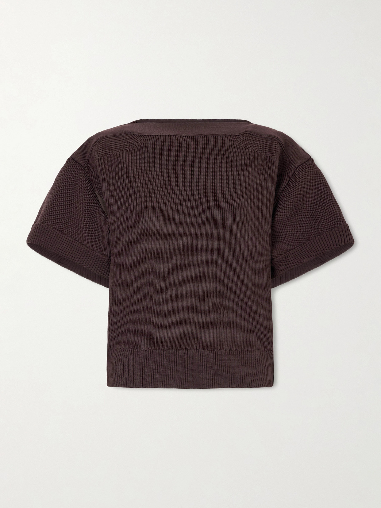 Sacai Ribbed-knit Top In Brown
