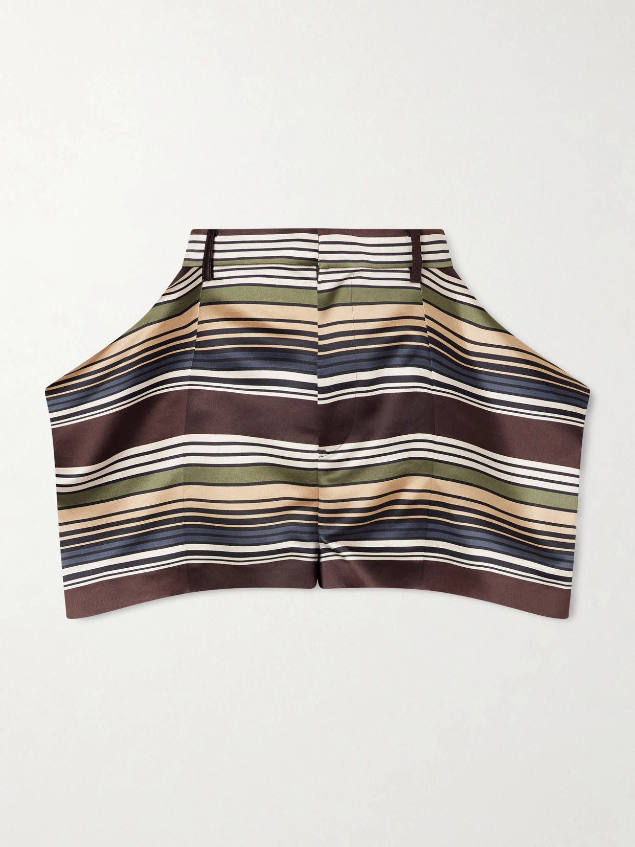 Sacai Striped Satin Shorts In Brown