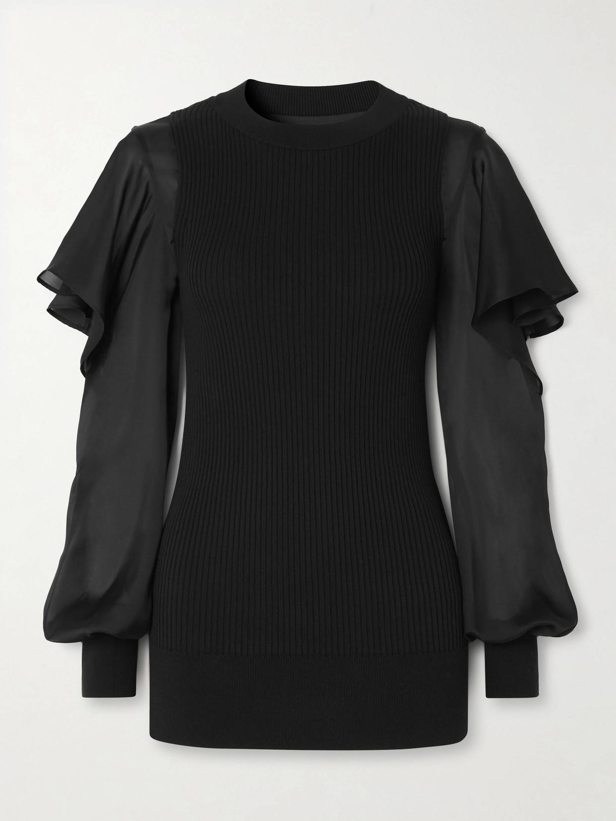 Cotton And Ruffled Chiffon Top