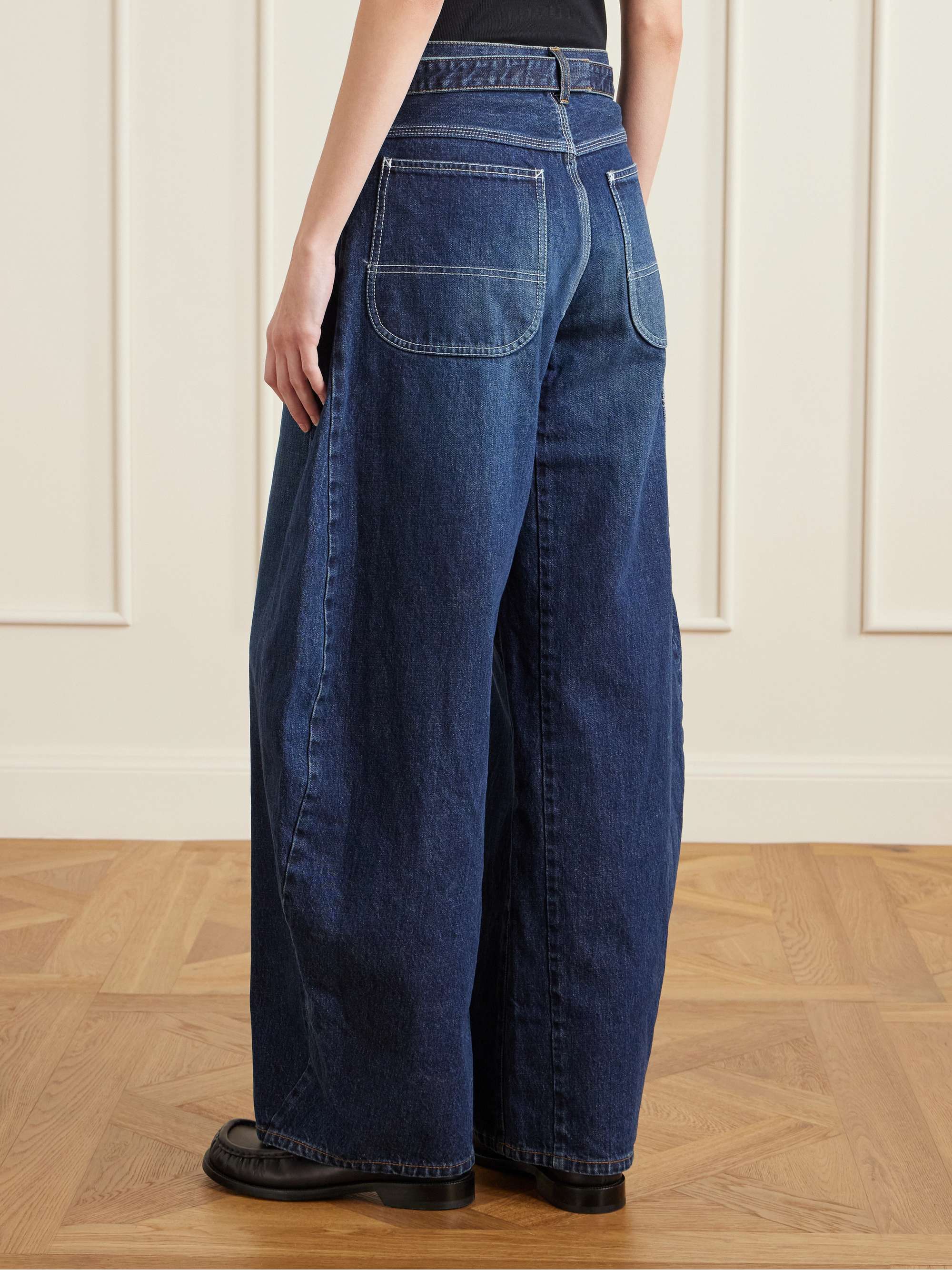 SACAI Belted high-rise barrel-leg jeans | NET-A-PORTER