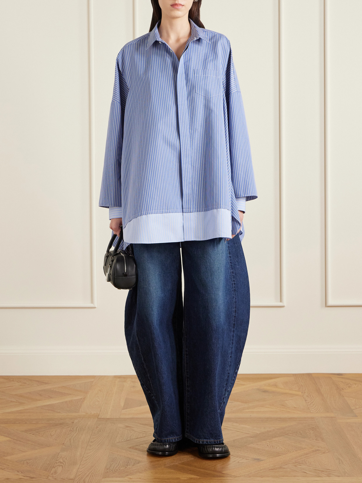 Belted High-Rise Barrel-Leg Jeans